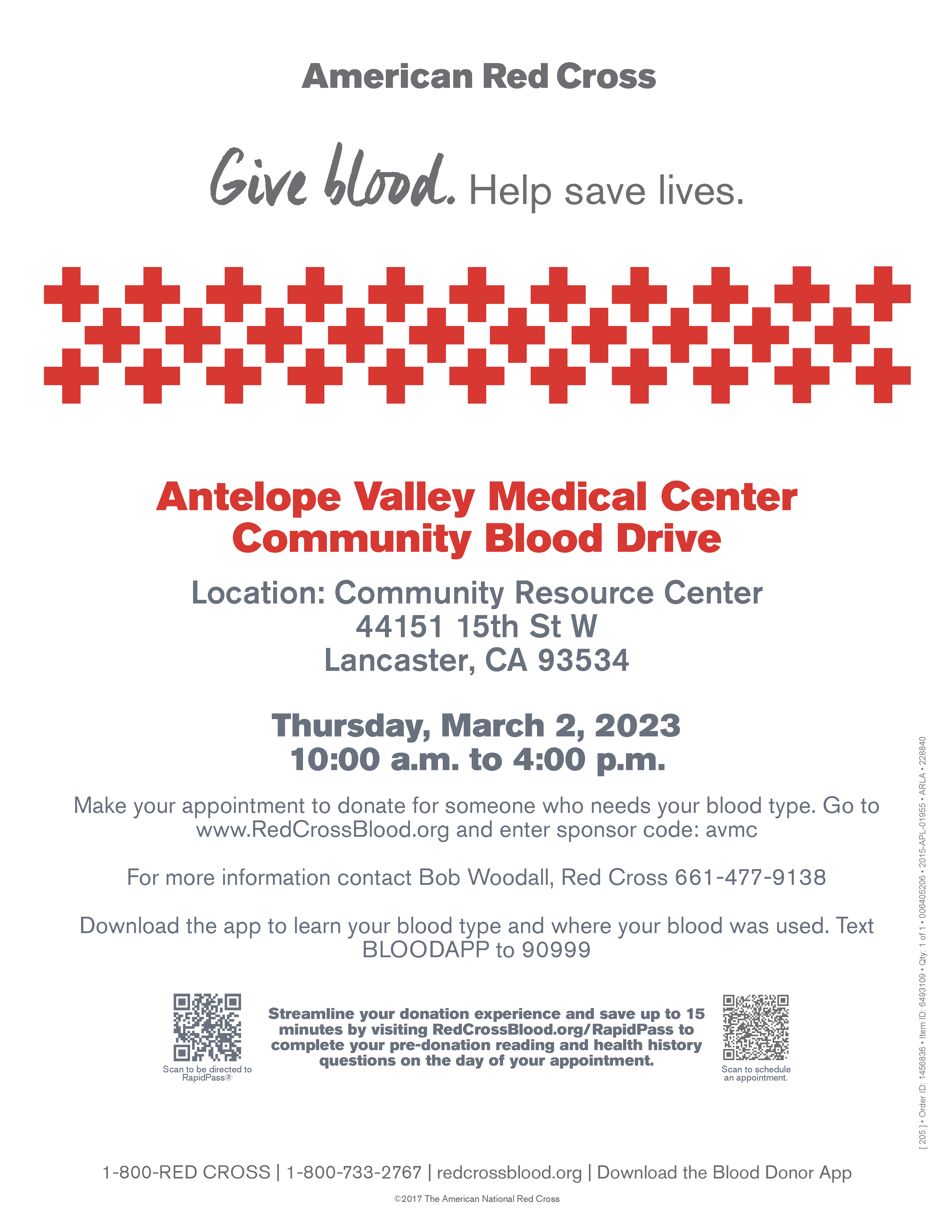 AVMC Community Blood Drive flyer